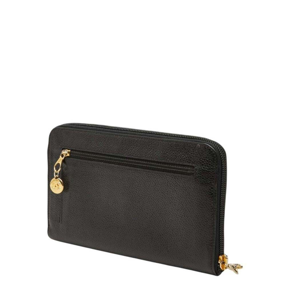 CHANEL Black Caviar Leather Logo Wallet - Picture 2 of 9